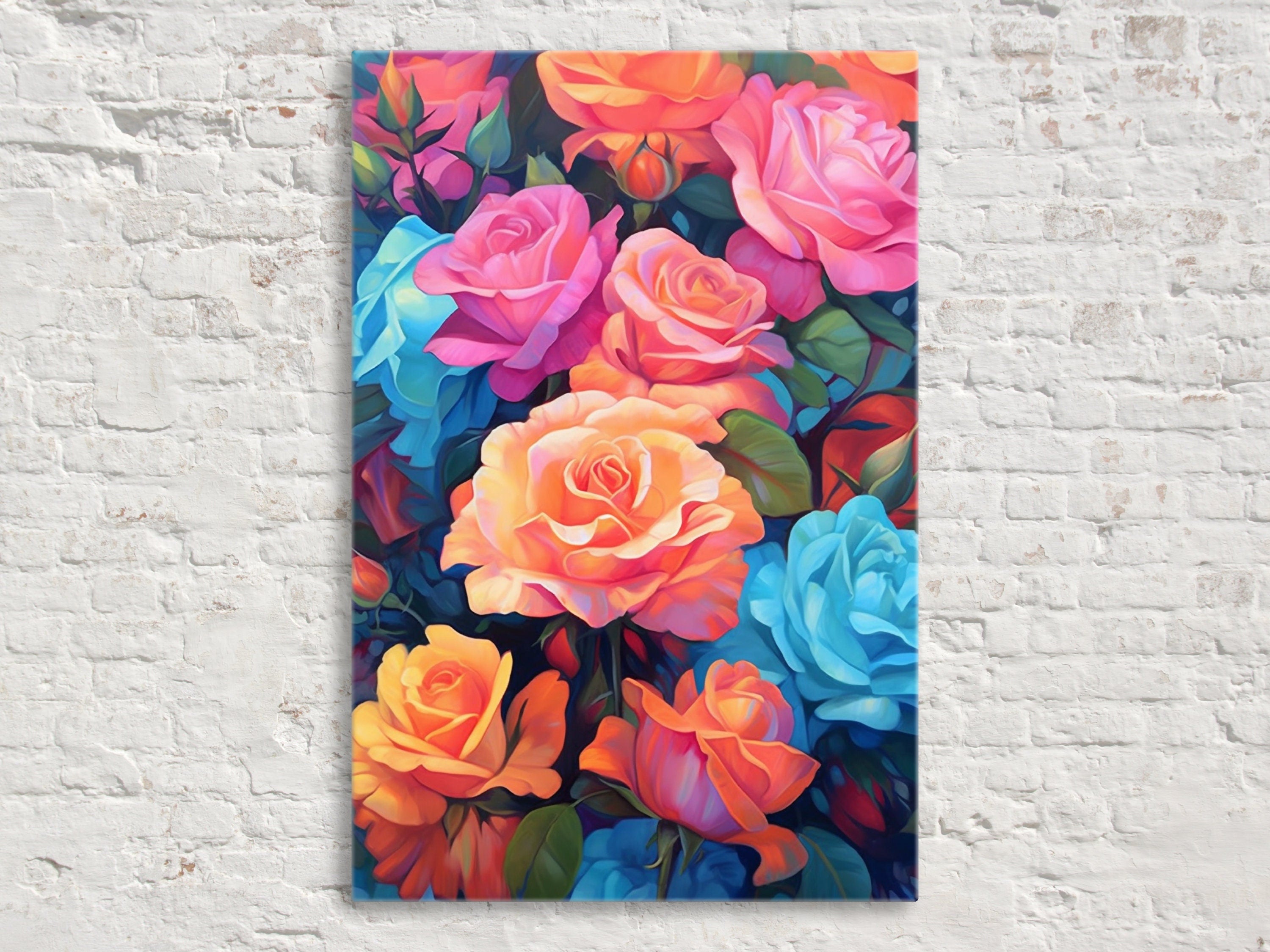 Pastel Rose Canvas – Large Floral Bouquet Art | Gallery Ready Canvas Print