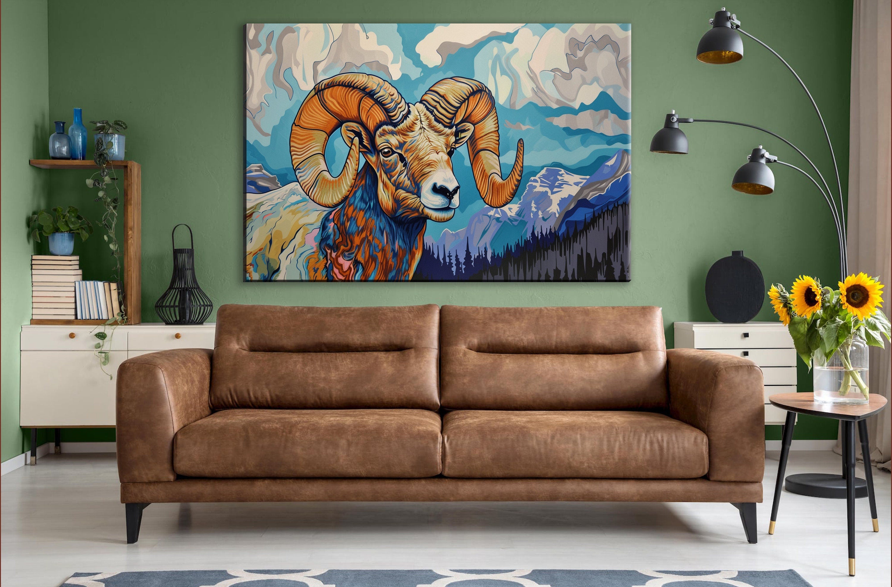 Bighorn Ram Canvas | Wildlife Wall Art - Gallery Wrapped Large Canvas Print