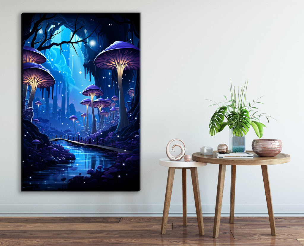 Mystical Mushroom Canvas – Large Psychedelic Mushroom Print on Gallery Wrapped Canvas