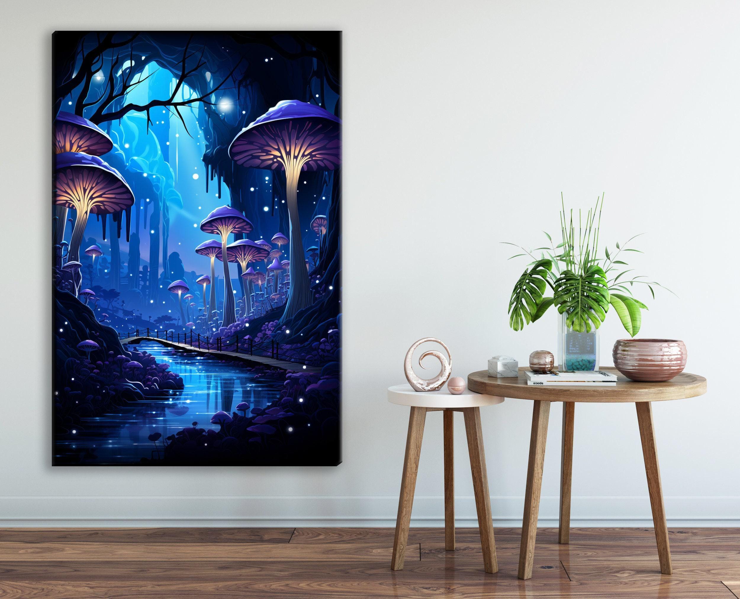 Mystical Mushroom Canvas – Large Psychedelic Mushroom Print on Gallery Wrapped Canvas