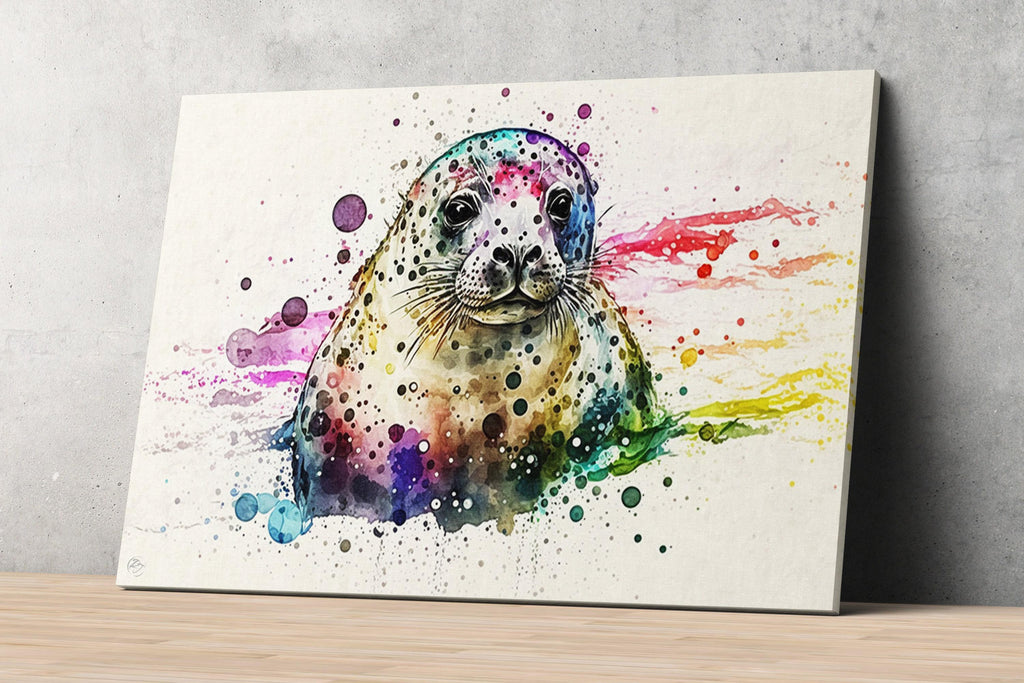 Marine Serenity: Seal Watercolor Painting, Giclee Print on Canvas, Artist Paper, Watercolor Paper, Available in Extra Large Sizes