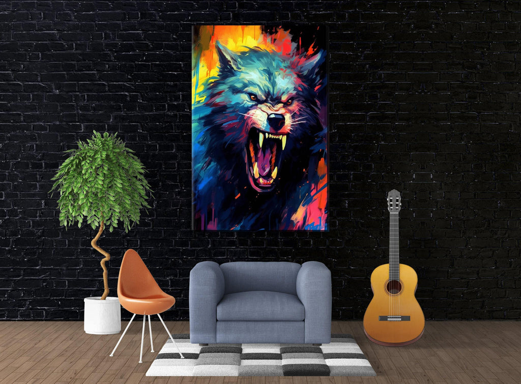 Werewolf Halloween Wall Art | Large Spooky Canvas Print – Full Moon Horror-Themed Wall Decor