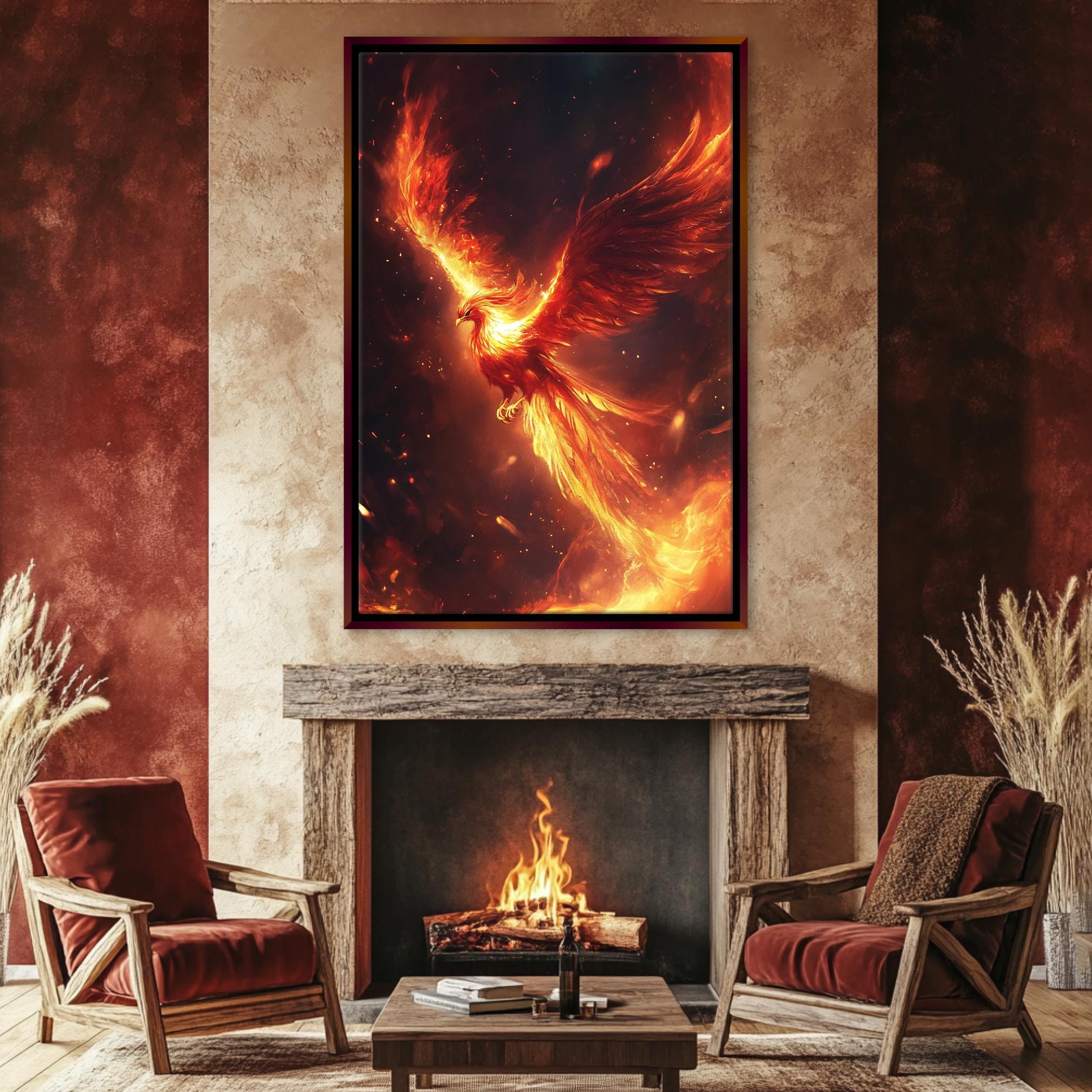 Phoenix Wall Art - Extra Large Canvas Fire And Rebirth Art, Framed Or Gallery Wrapped