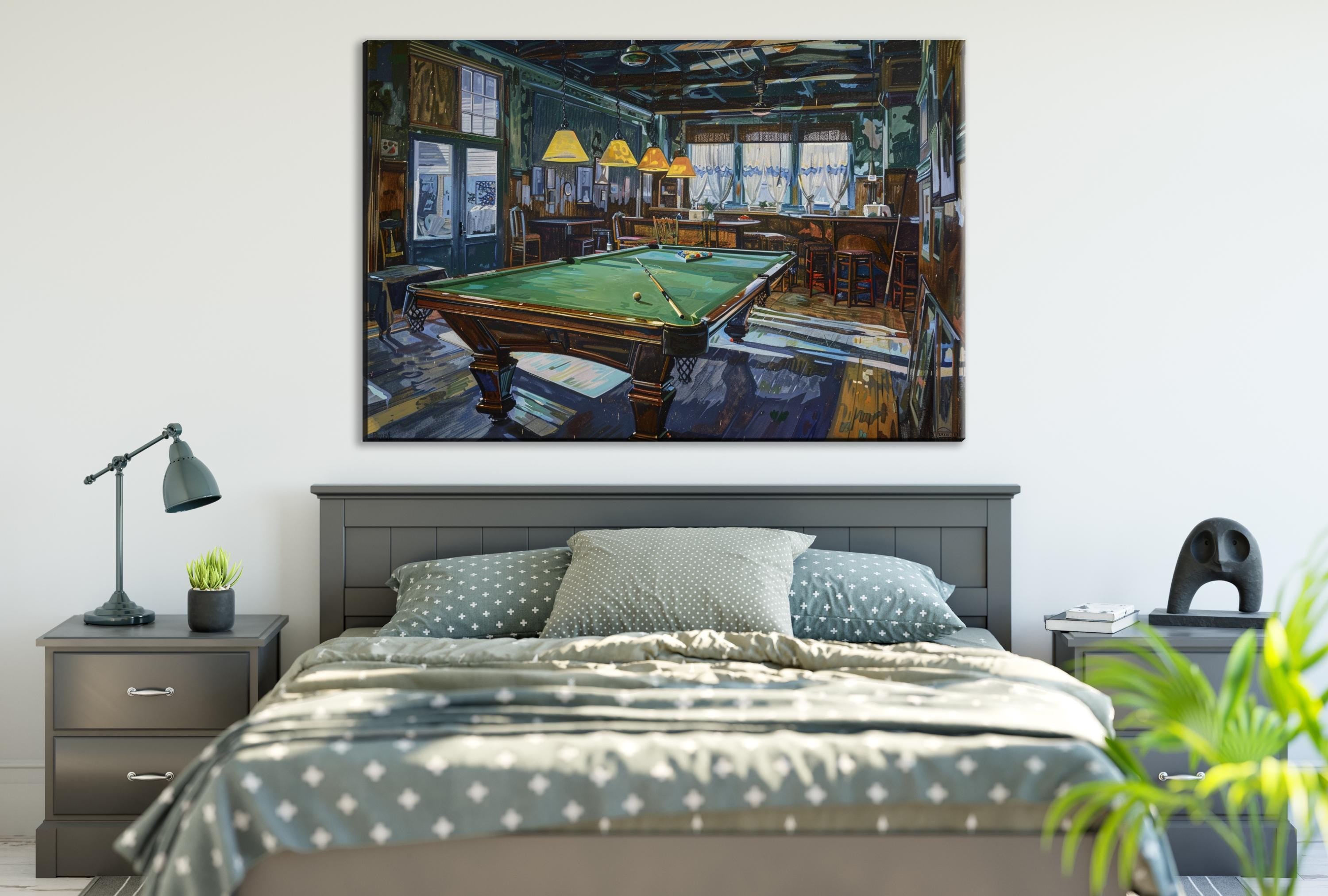 Vintage Billiards Canvas – Gallery Wrapped Pool Hall Wall Art | Extra Large Giclée Print