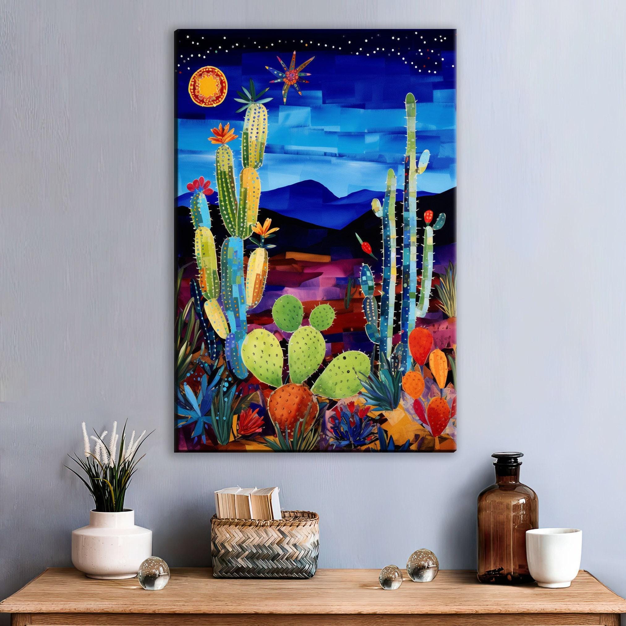 Desert Night Wall Art – Southwest Landscape Canvas | Gallery Wrapped, Extra Large