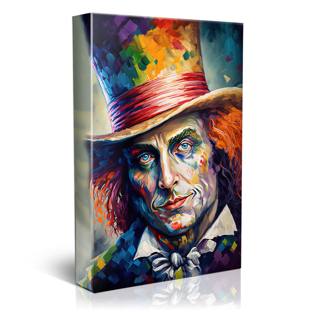 Mad Hatter Wall Art – Wonderland Canvas | Vibrant Fantasy Art Print on Wooden Frame