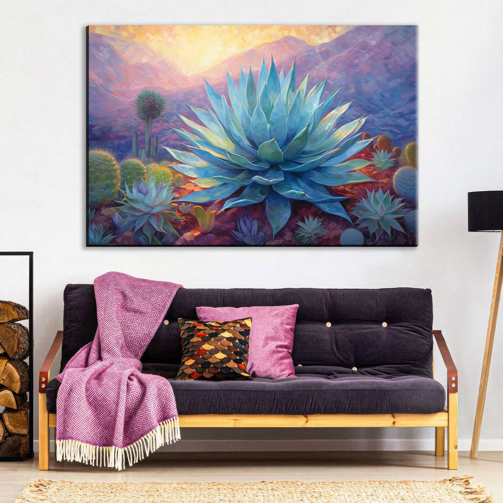 Desert Canvas Art - Blue Agave Art on Extra Large Giclee Gallery Ready Canvas Print