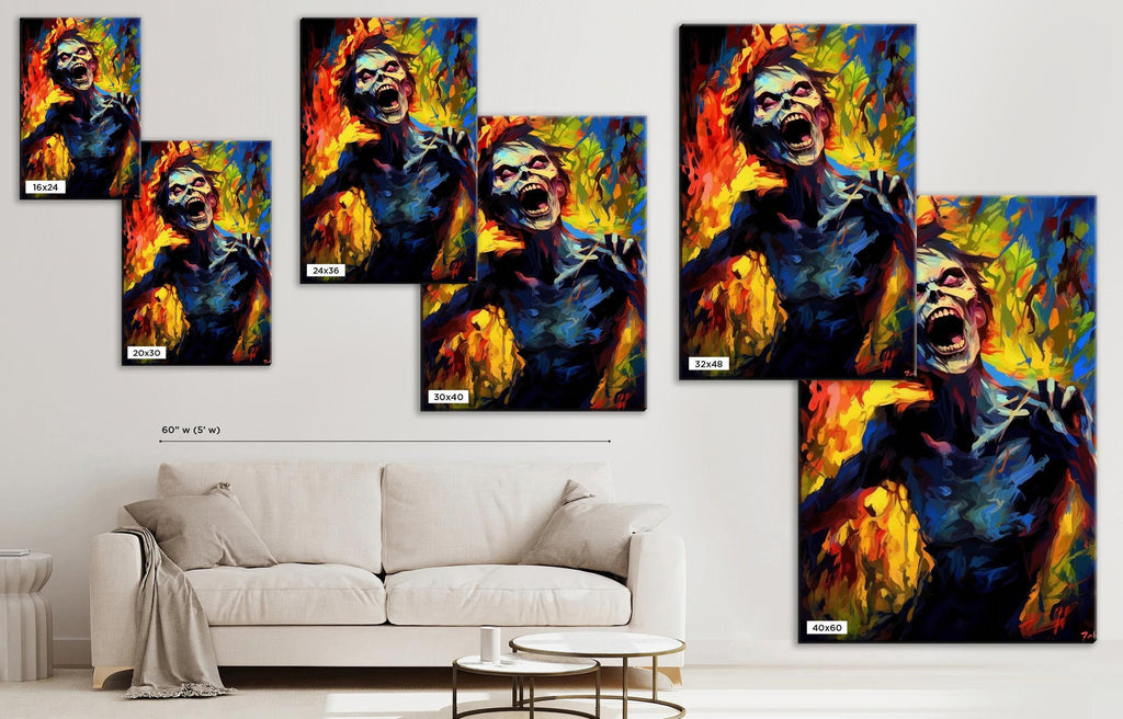 Halloween Zombie Wall Art – Large Spooky Canvas Print on Gallery Wrapped Artist Grade Canvas