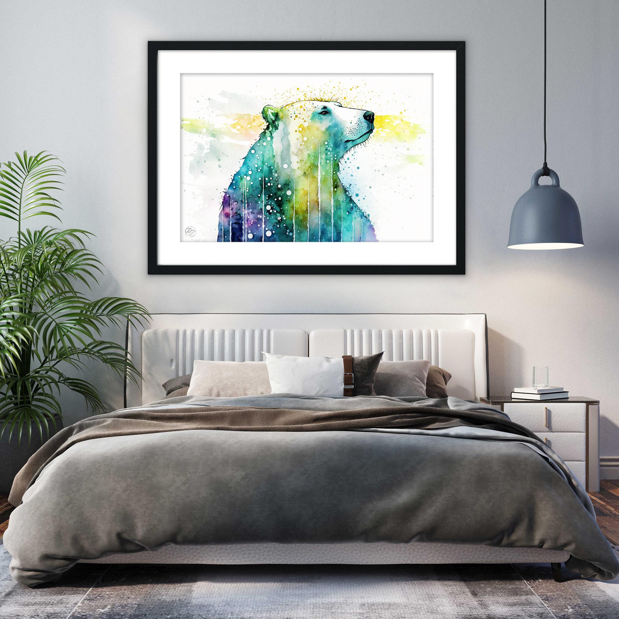 Arctic Beauty: Polar Bear Watercolor Painting, Giclee Print on Canvas, Artist Paper, Watercolor Paper, Available in Extra Large Sizes