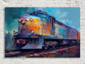 Train Canvas Wall Art - Modern Abstract Painting | Large Colorful Train Art Print