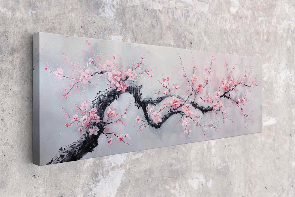 a painting of a tree with pink flowers