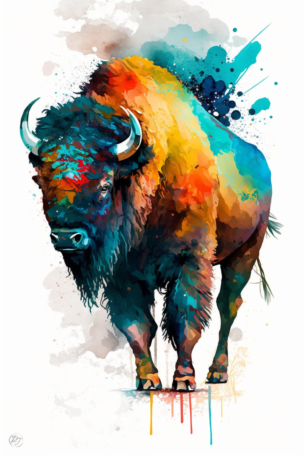 Majestic Bison: Watercolor Canvas Wall Art Print, Giclee Print on Canvas, Artist Paper, Watercolor Paper, Available in Extra Large Sizes