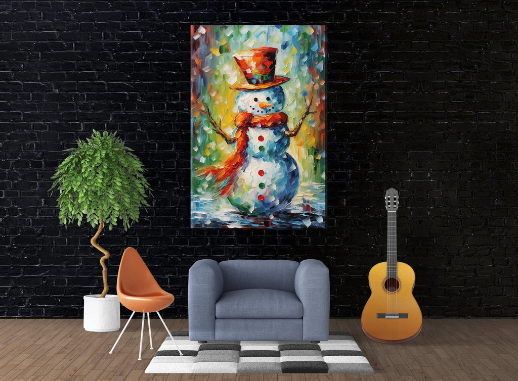 Snowman Canvas Art – Festive Holiday Wall Decor | Large Gallery Wrapped Print