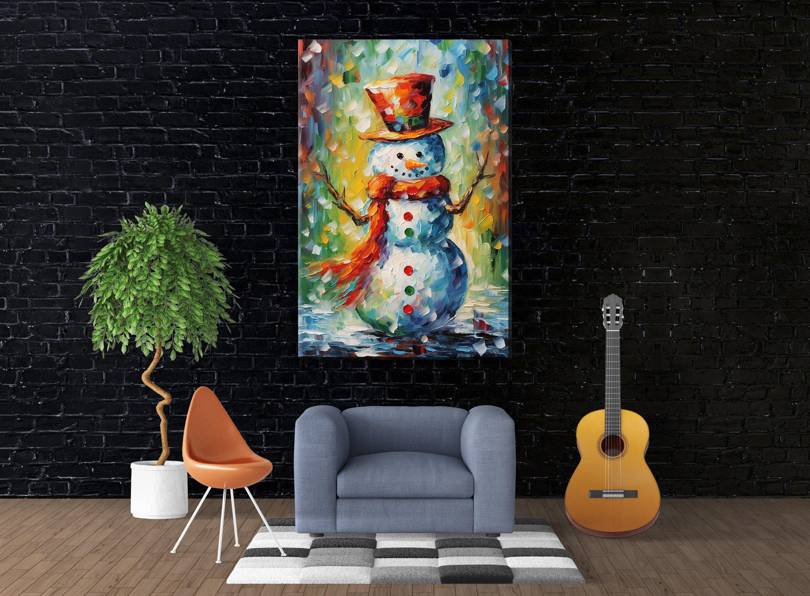 Snowman Canvas Art – Festive Holiday Wall Decor | Large Gallery Wrapped Print