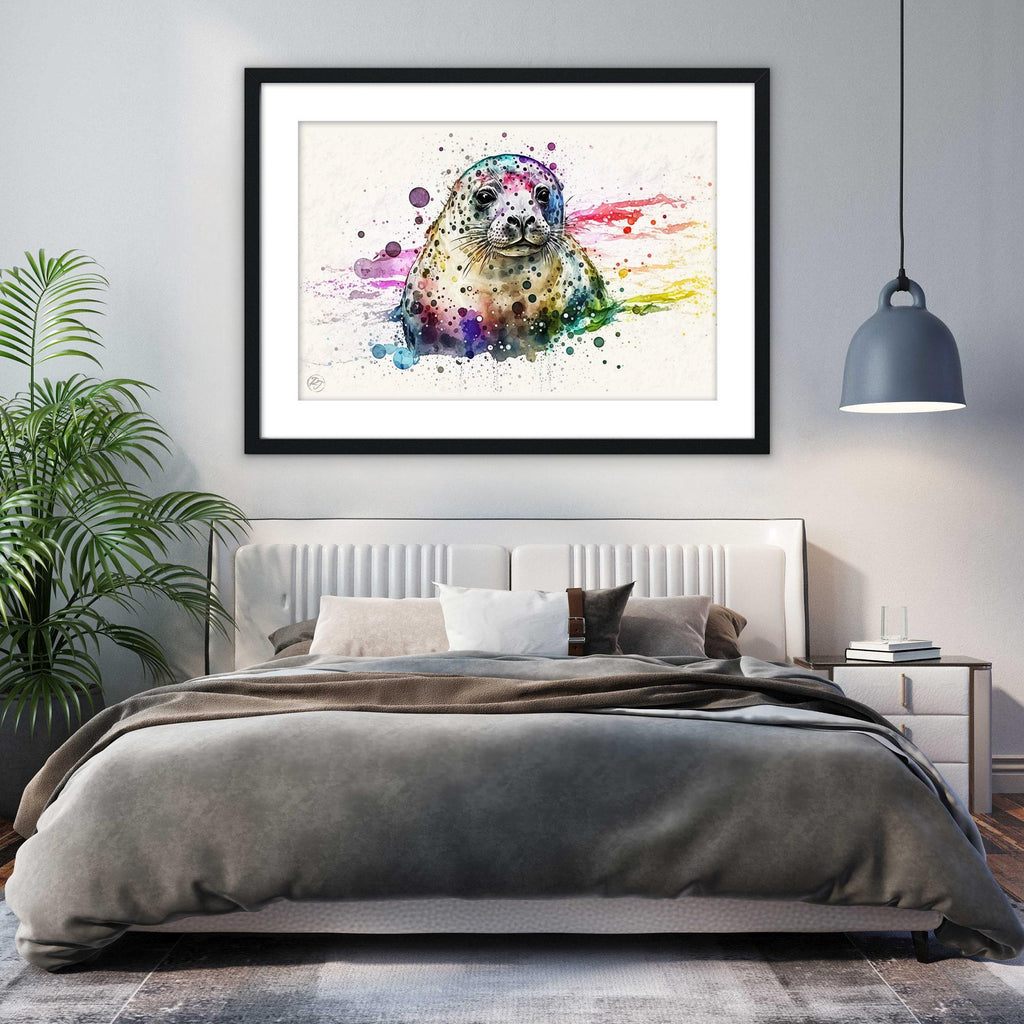 Marine Serenity: Seal Watercolor Painting, Giclee Print on Canvas, Artist Paper, Watercolor Paper, Available in Extra Large Sizes