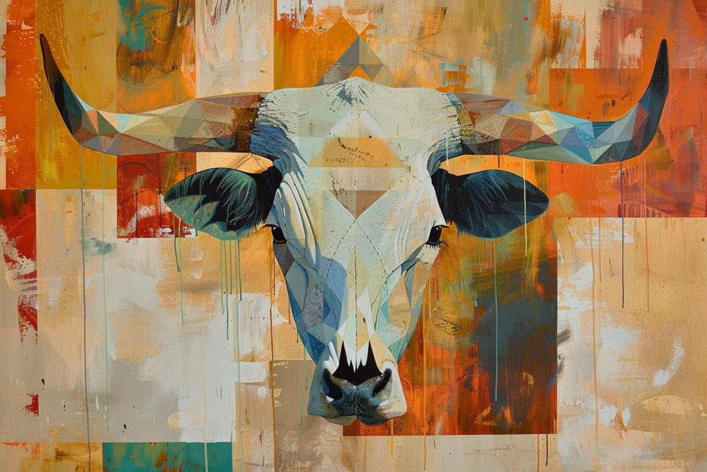 Texas Cow Skull Art - Large Western Skull Decor | Rustic Cowboy Ranch Canvas Print