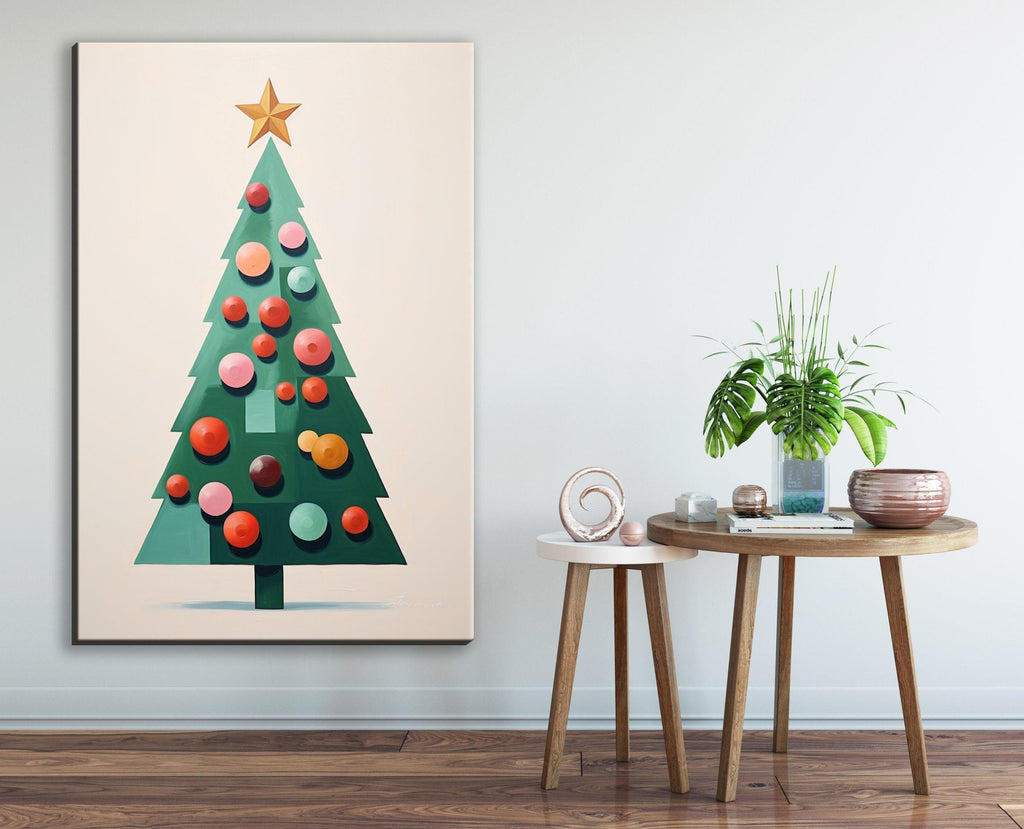 Minimalist Christmas Art - Extra Large Gallery Wrapped Canvas | Peaceful Holiday Wall Decor