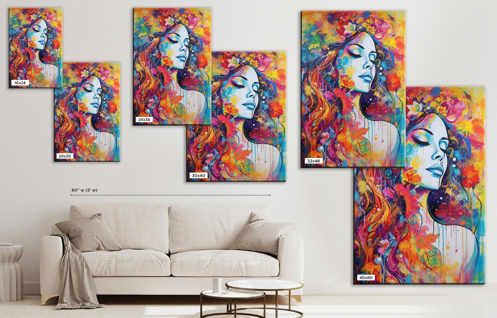 Woman Canvas Wall Art – Large Canvas Art | Sensual Paint Drip Artwork