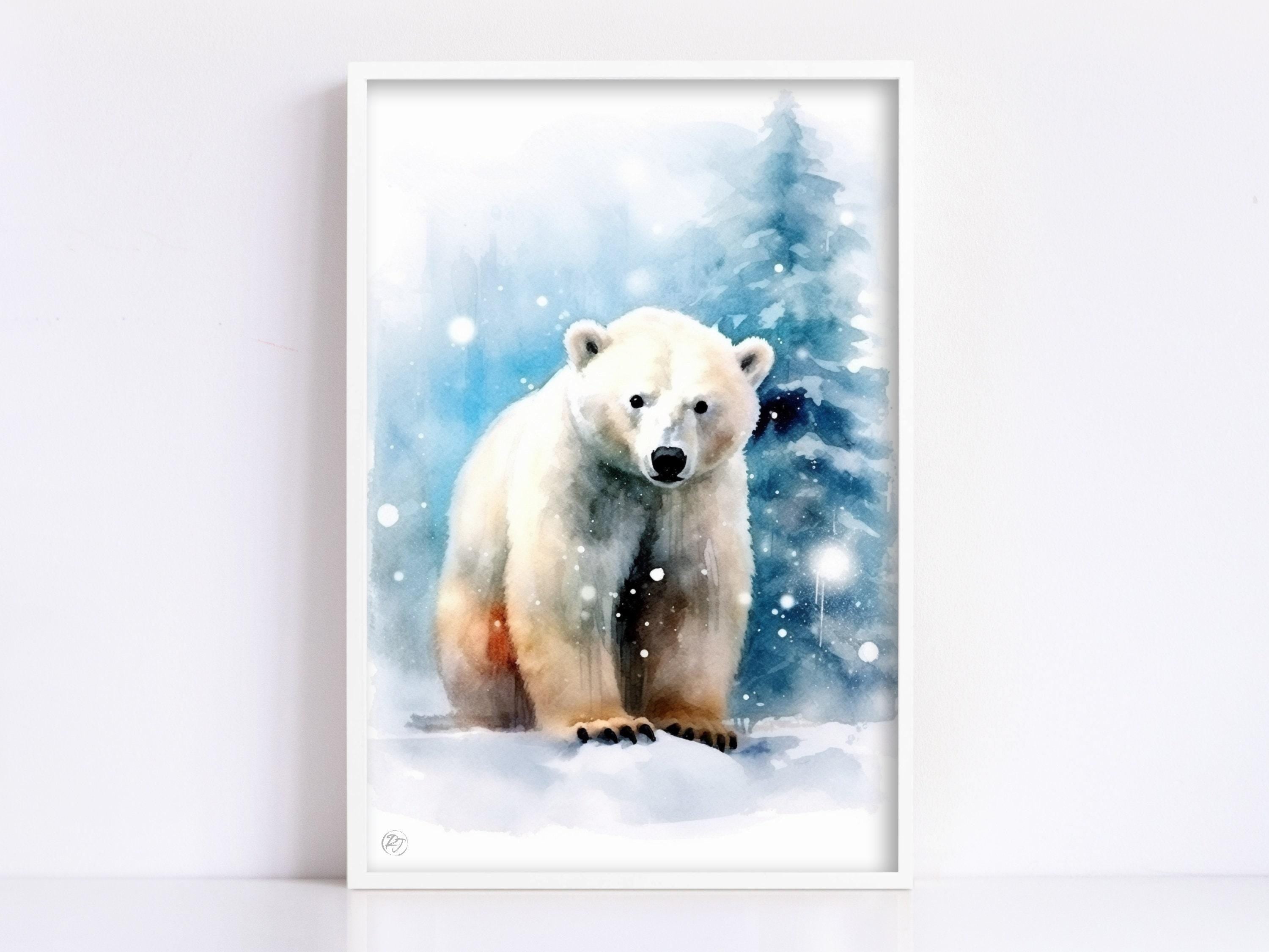 Gentle Guardian - Polar Bear Watercolor Wall Decor, Giclee Print on Canvas, Artist Paper, Watercolor Paper, Available in Extra Large Sizes