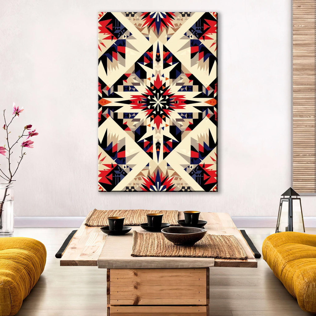 Native American Canvas Art - Large Native Canvas Tribal Pattern Decor | Ready to Hang Gallery Wrapped