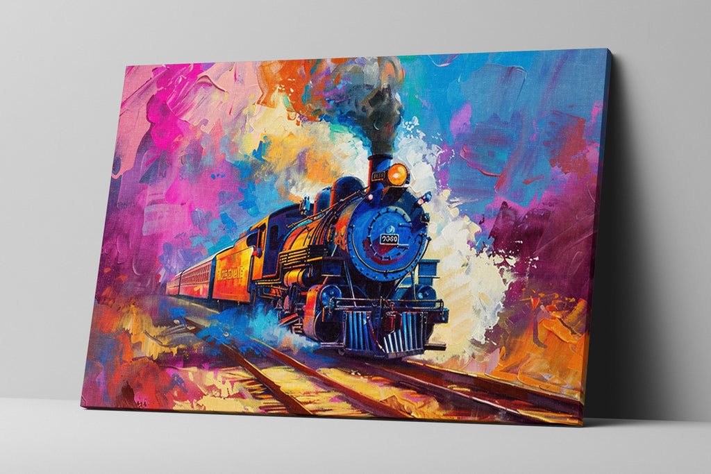Locomotive Pop Art – Vintage Train Canvas | Gallery Wrapped Artist Print
