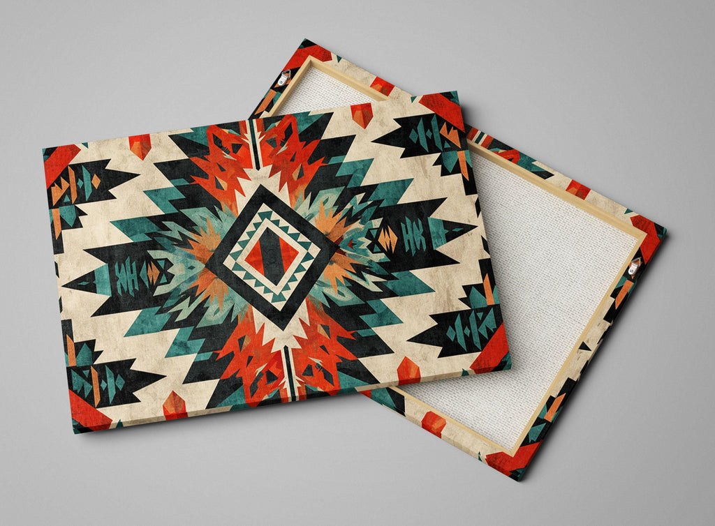 Native American Wall Art – Tribal Pattern Decor on Gallery Wrapped Canvas, Extra Large