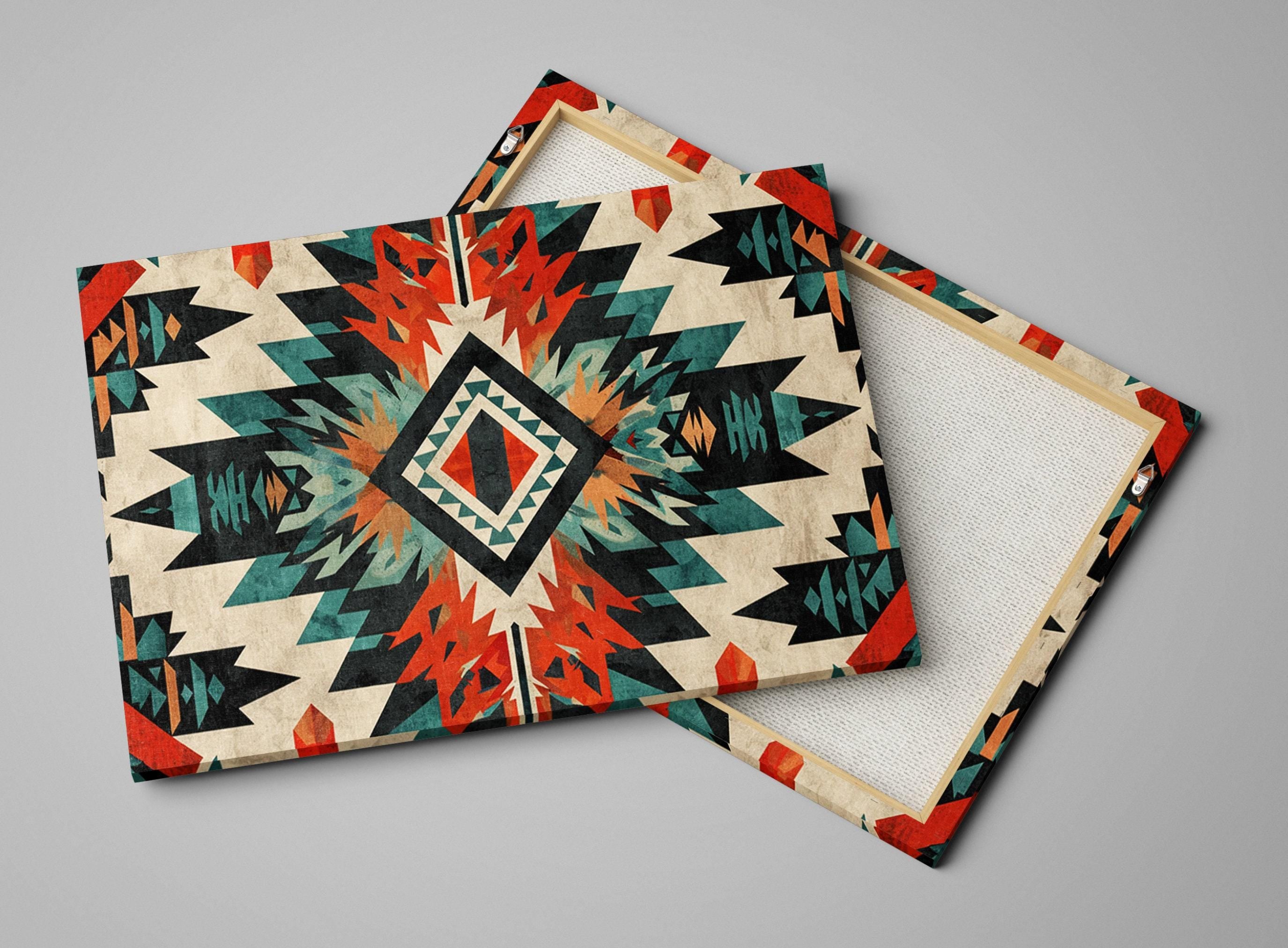 Native American Wall Art – Tribal Pattern Decor on Gallery Wrapped Canvas, Extra Large