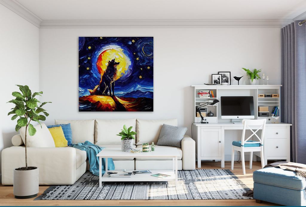 Wolf Canvas Print – Modern Impressionism Art | Vibrant Oil Painting, Gallery Ready Canvas