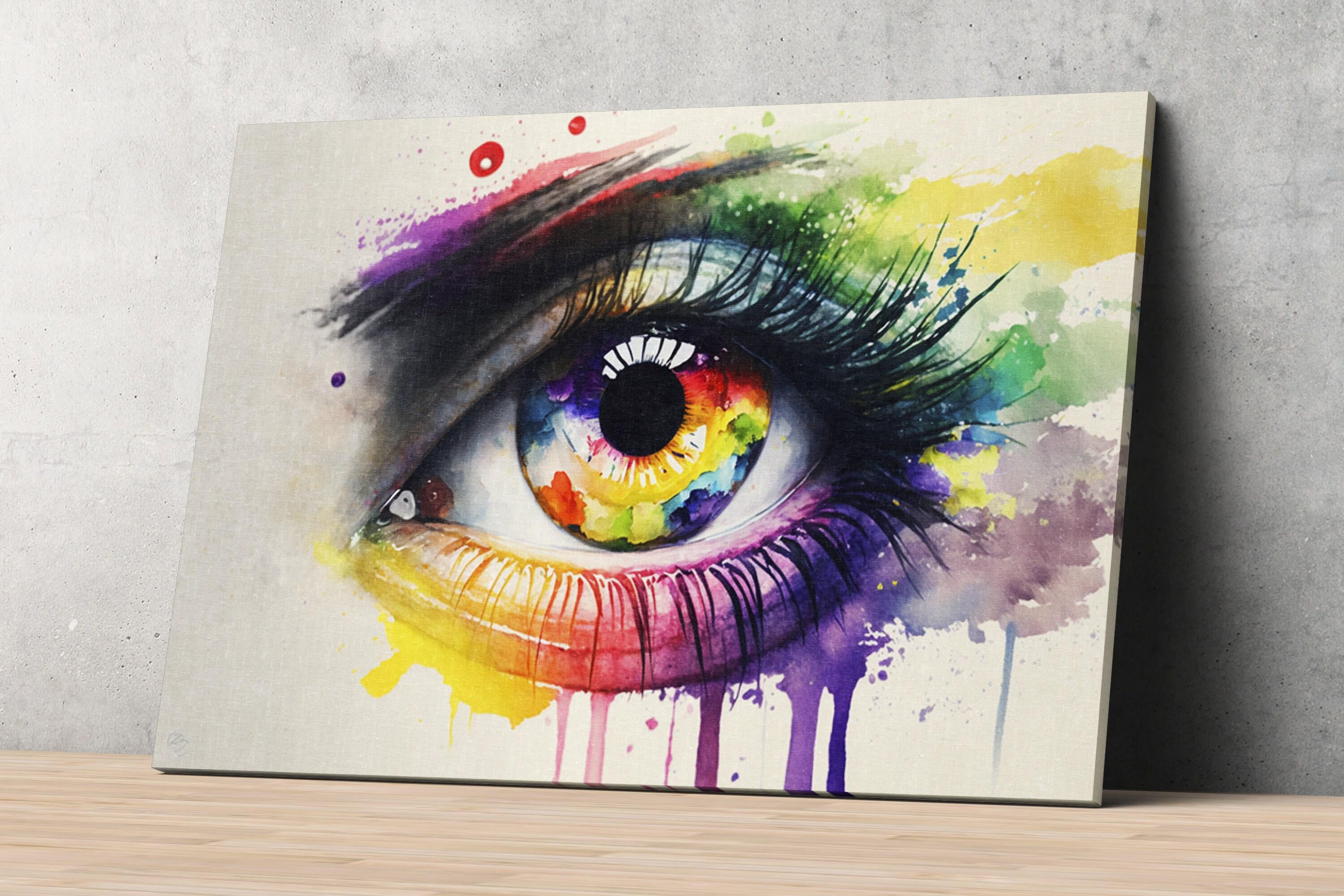 Surreal Eye: Watercolor Wall Art Print, Giclee Print on Canvas, Artist Paper, Watercolor Paper, Available in Extra Large Sizes