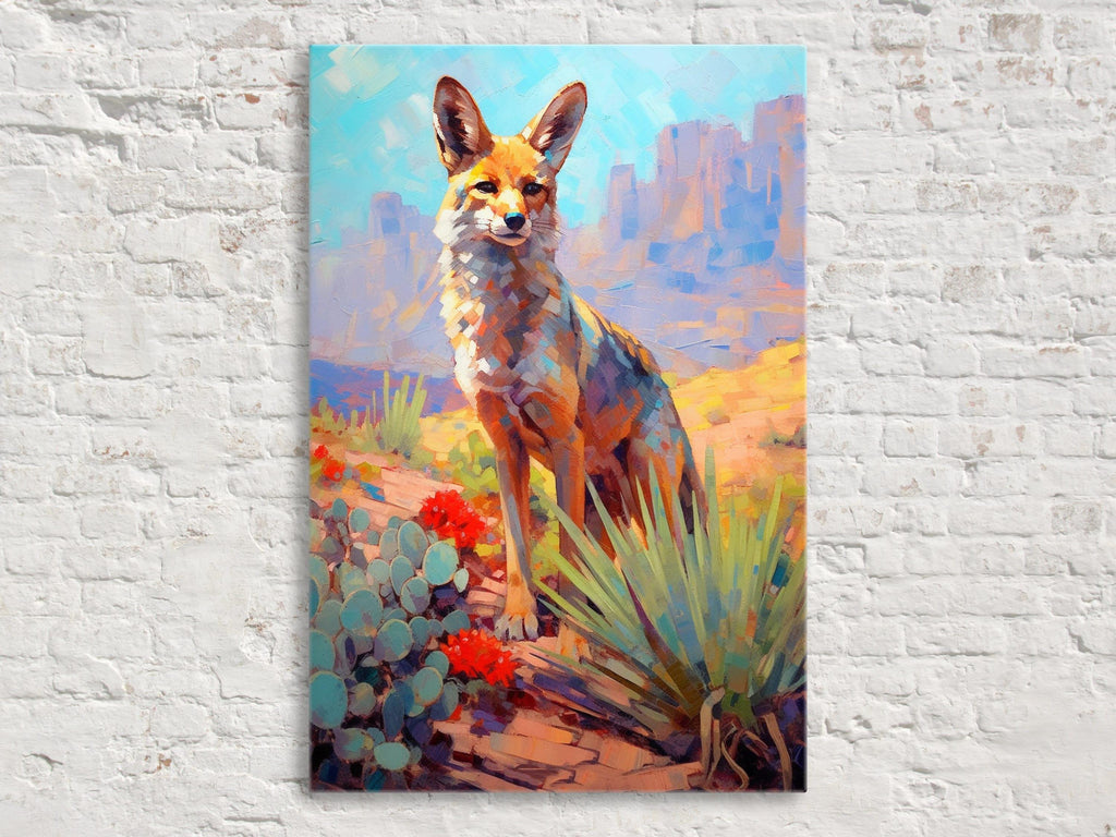 Desert Fox Canvas – Large Southwest Wildlife Art | Rustic Nature-Inspired Wall Decor
