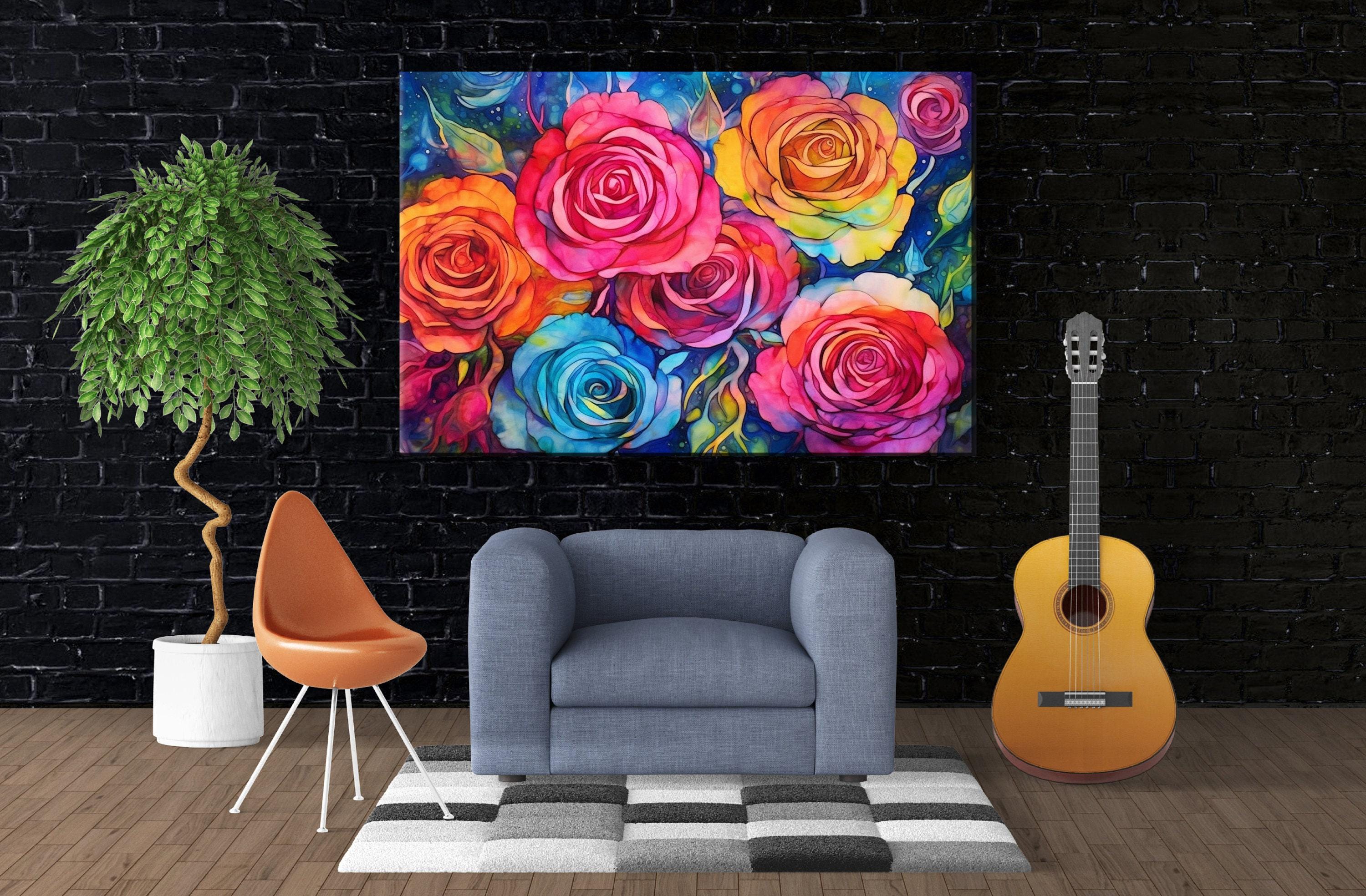 Modern Rose Wall Art - Vibrant Floral Canvas Art | Large Canvas Print