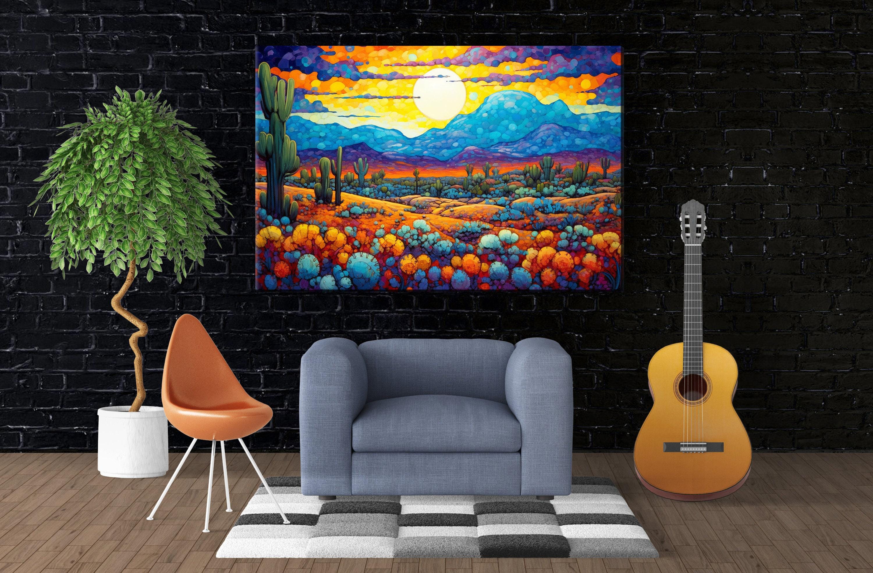 Southwest Desert Art - Vibrant Desert Landscape Painting on Large Canvas Wall Art