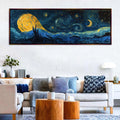 a living room filled with furniture and a painting on the wall
