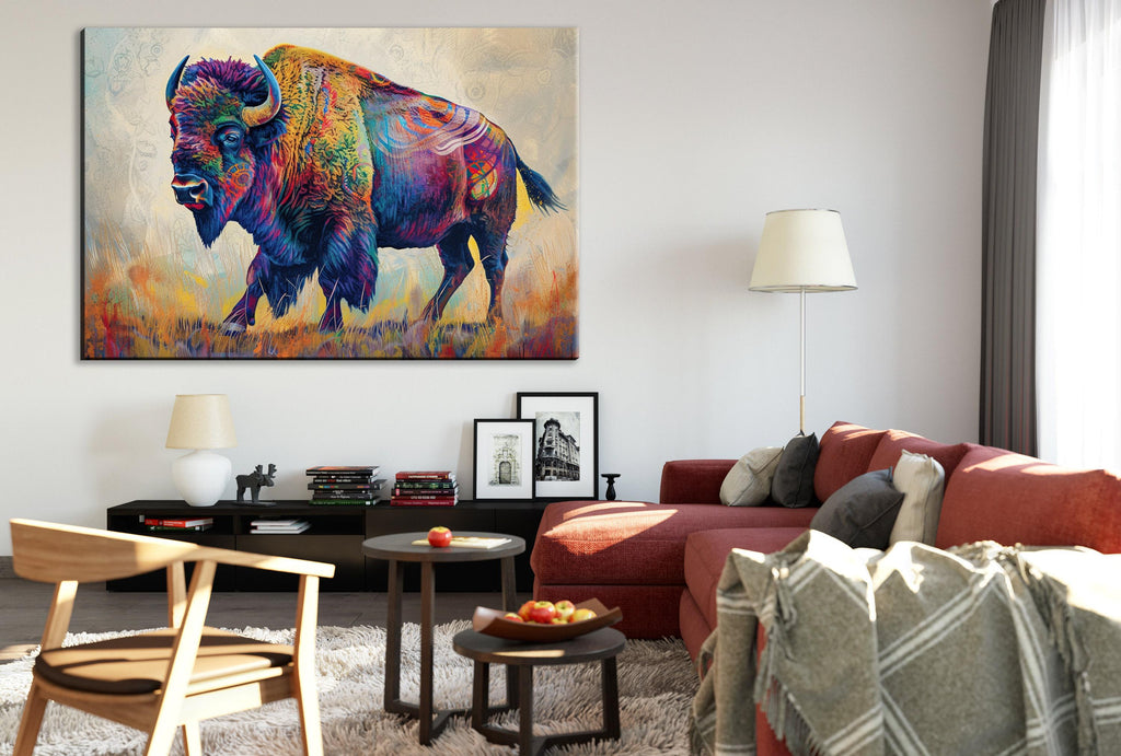American Bison Art - Majestic Wildlife Buffalo Giclee Print | Large Gallery-Wrapped Canvas