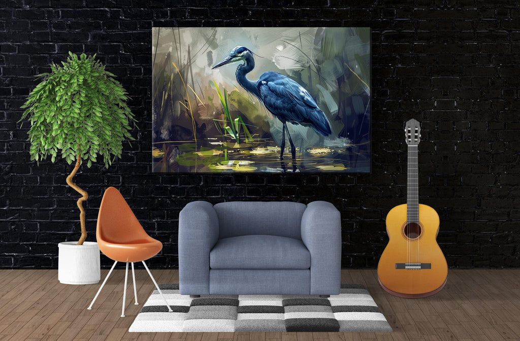 Blue Heron Canvas – Large Gallery Wrapped Wildlife Art Print on Artist Grade Canvas