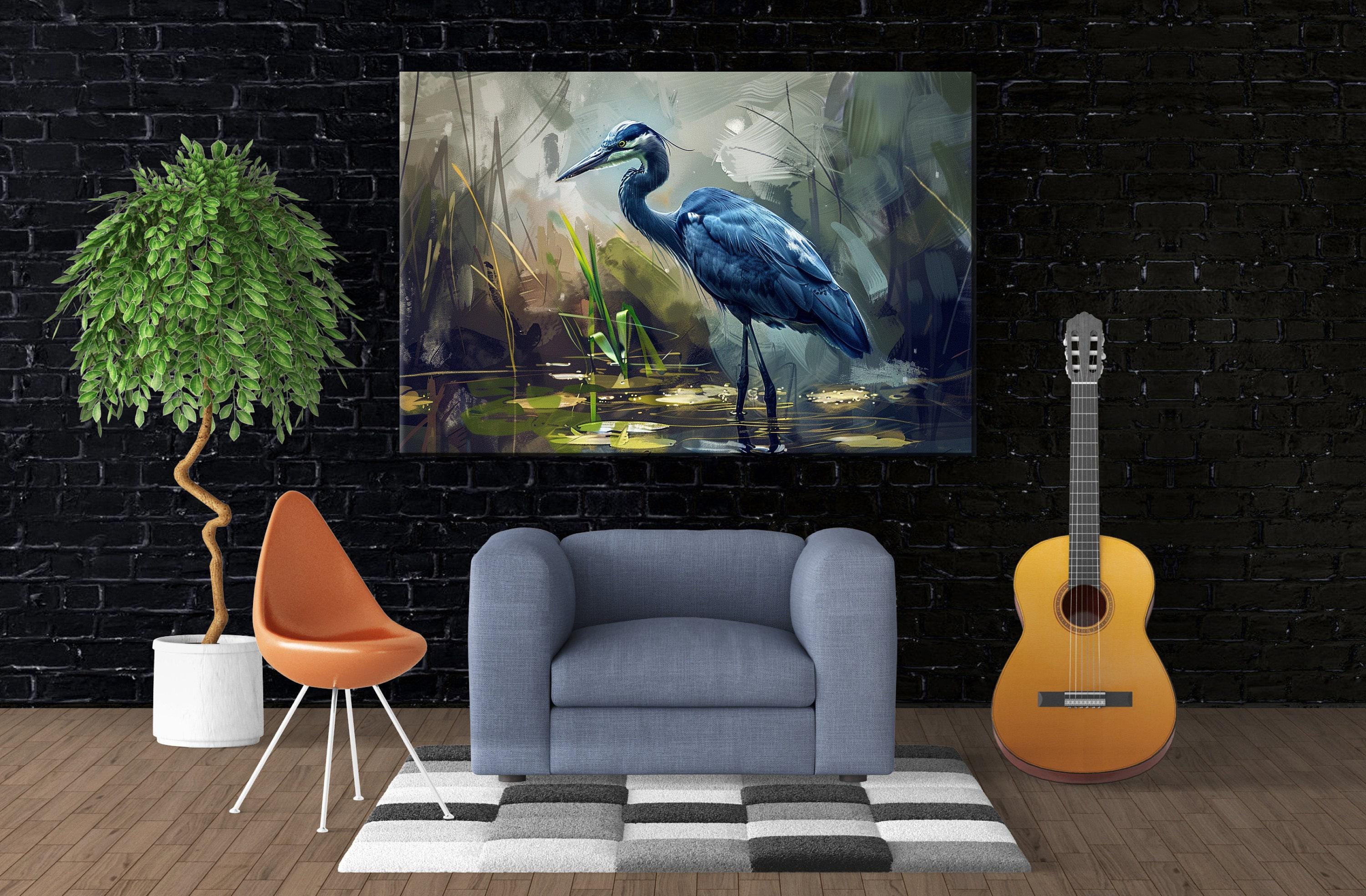 Blue Heron Canvas – Large Gallery Wrapped Wildlife Art Print on Artist Grade Canvas