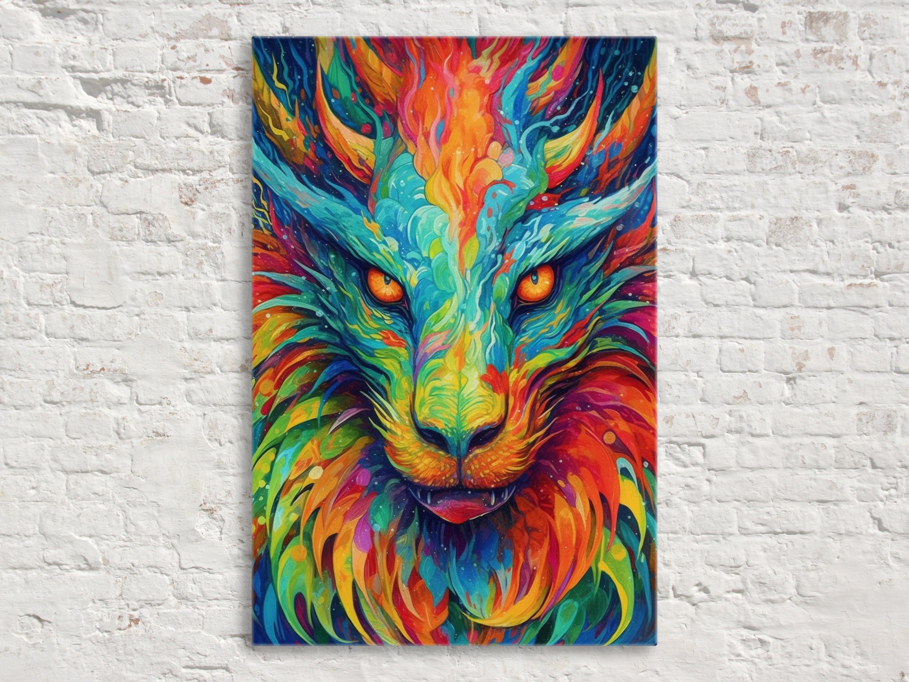 Dragon Canvas Art Featuring Fierce Dragon Head, Enchanted Wings & Ancient Power Artwork
