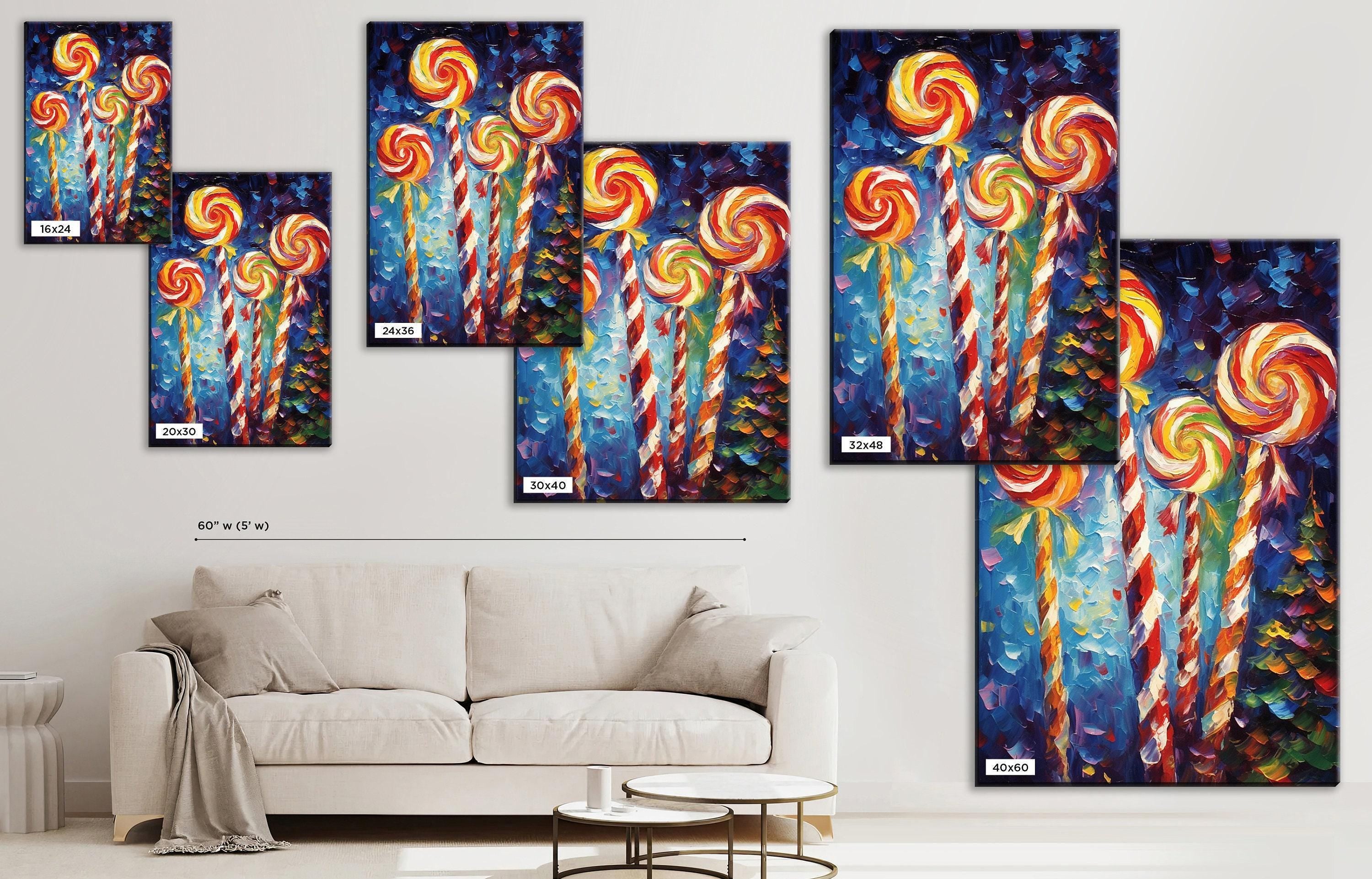 Christmas Candy Art – Retro Christmas Canvas | Gallery Wrapped Holiday Wall Decor