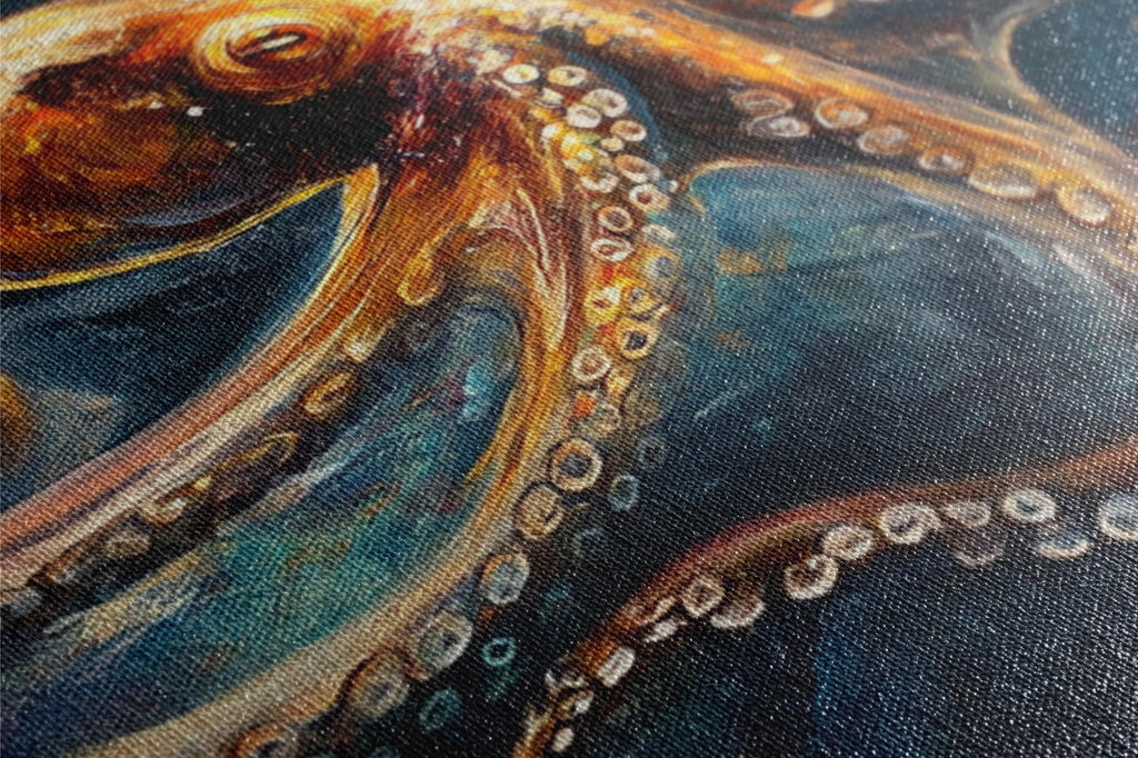a close up of a painting of an octopus