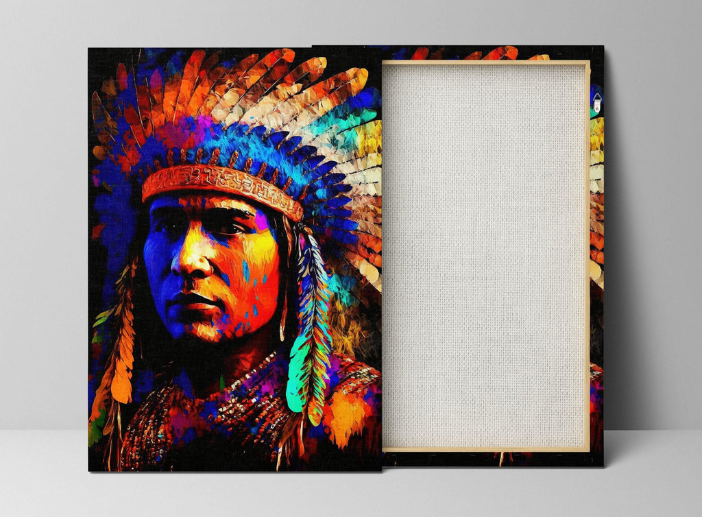 Native American Art Canvas | Tribal Indian Painting With Vibrant Colors Print