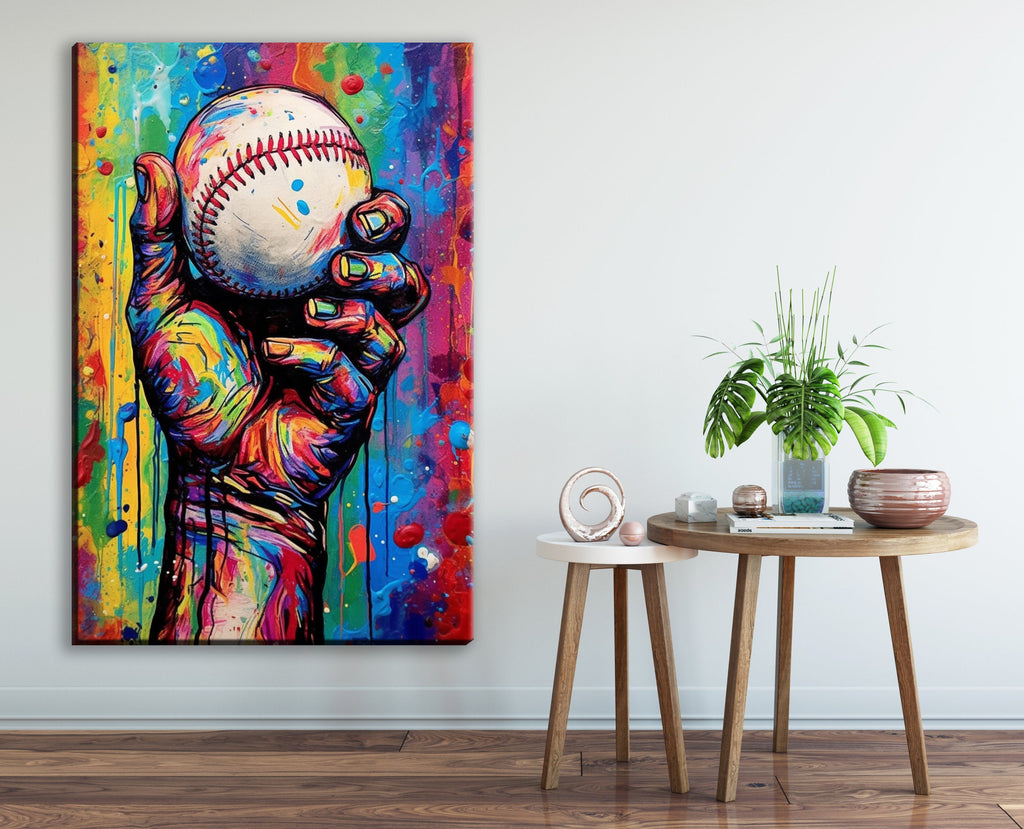 Baseball Canvas Art - Hand Holding Baseball Print | Classic Sports Wall Decor