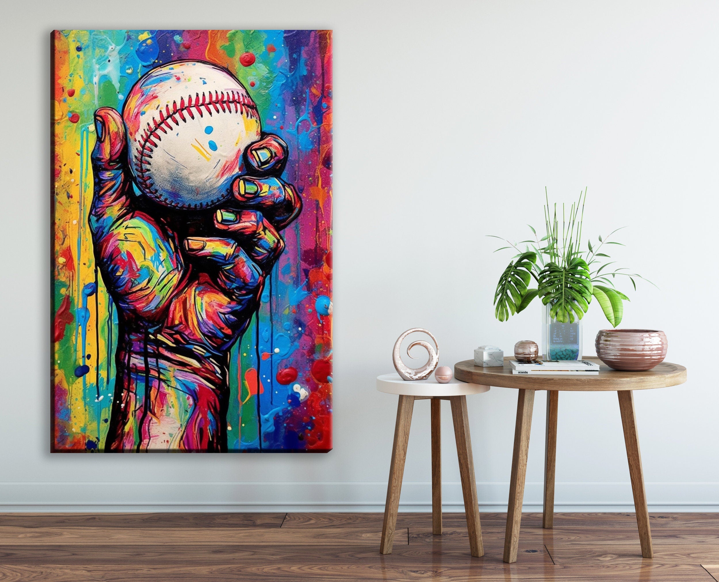 Baseball Canvas Art - Hand Holding Baseball Print | Classic Sports Wall Decor