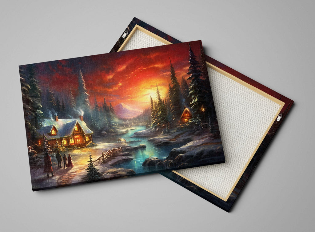 Christmas Canvas Art - Classic Woodland Christmas Scene | Gallery Wrapped Canvas Print