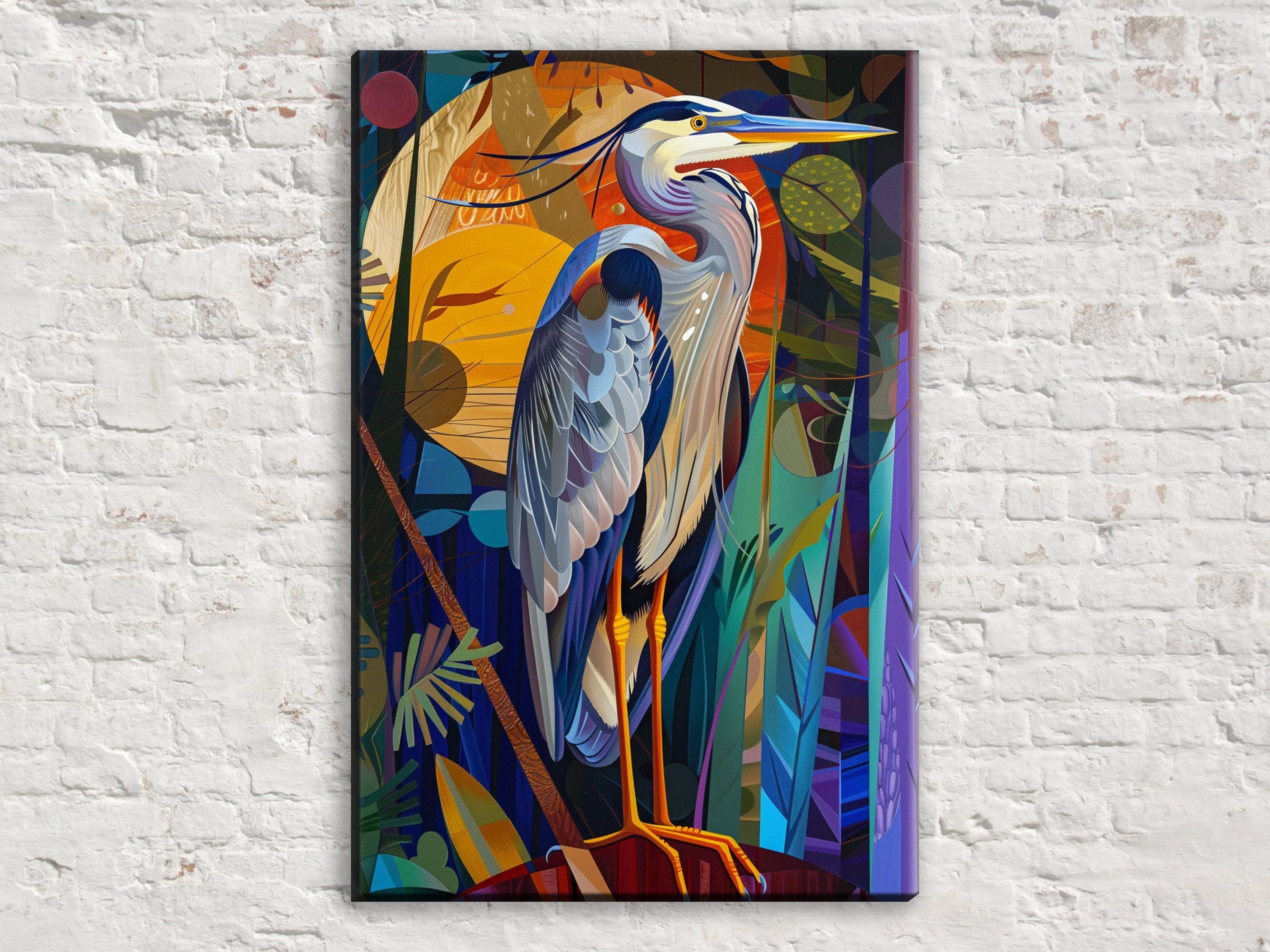 Blue Heron Wall Art – Large Canvas Art | Gallery Wrapped Canvas With Real Wood Frame