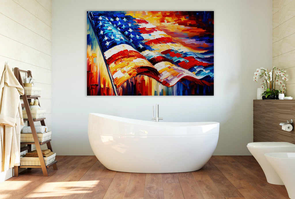 American Flag Canvas - Vibrant Patriotic Wall Art With Scratch Resistant Coating