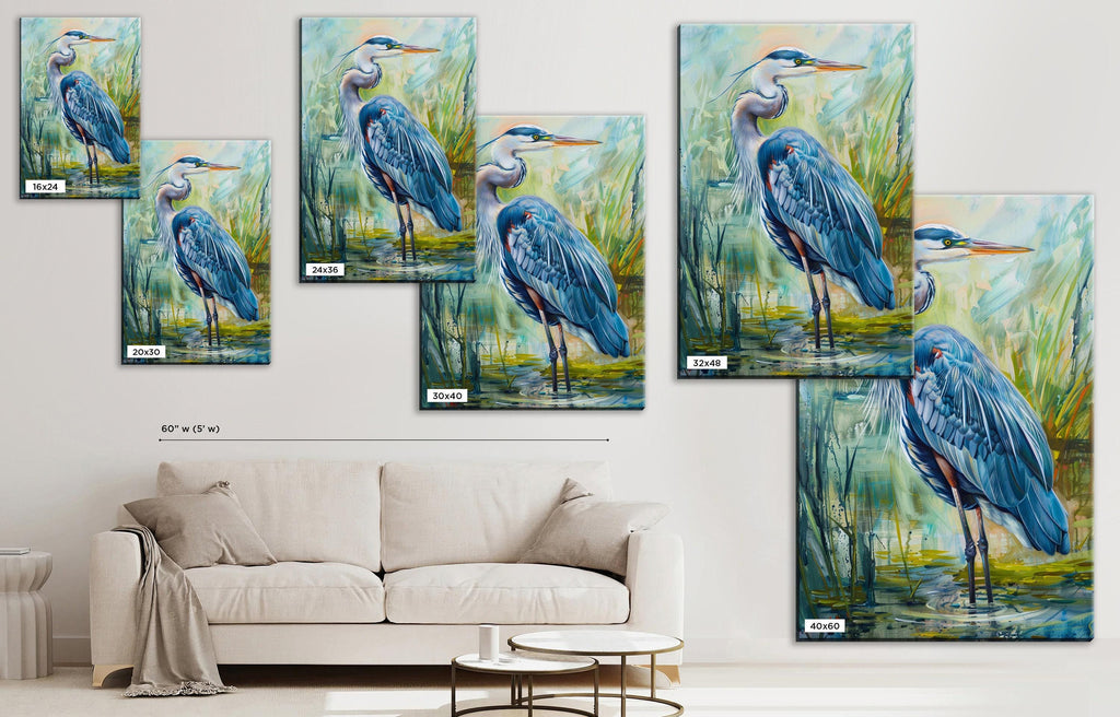 Blue Heron Wall Art – Large Canvas Art | Gallery Wrapped Canvas with Scratch Resistant Coating