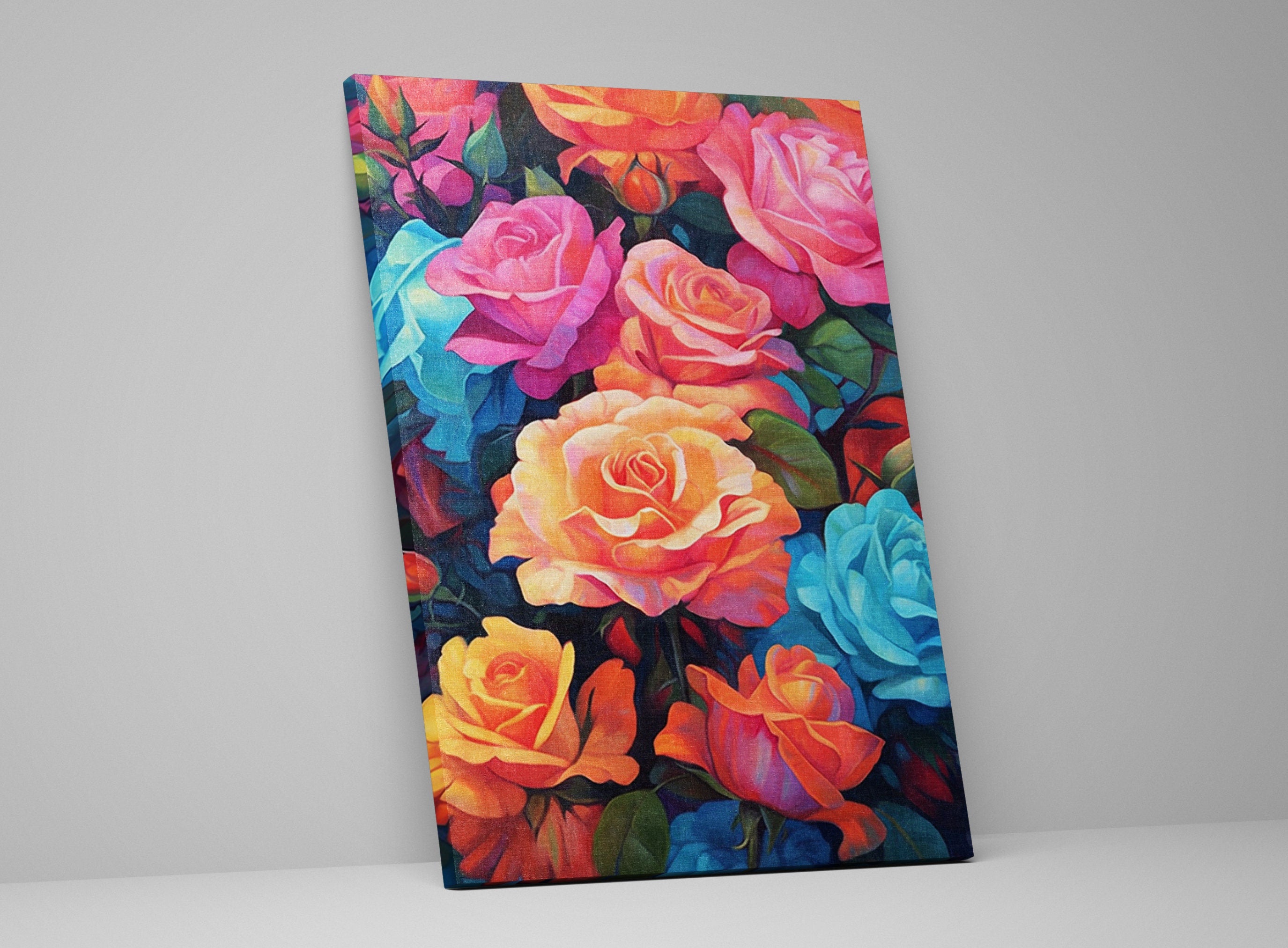 Pastel Rose Canvas – Large Floral Bouquet Art | Gallery Ready Canvas Print