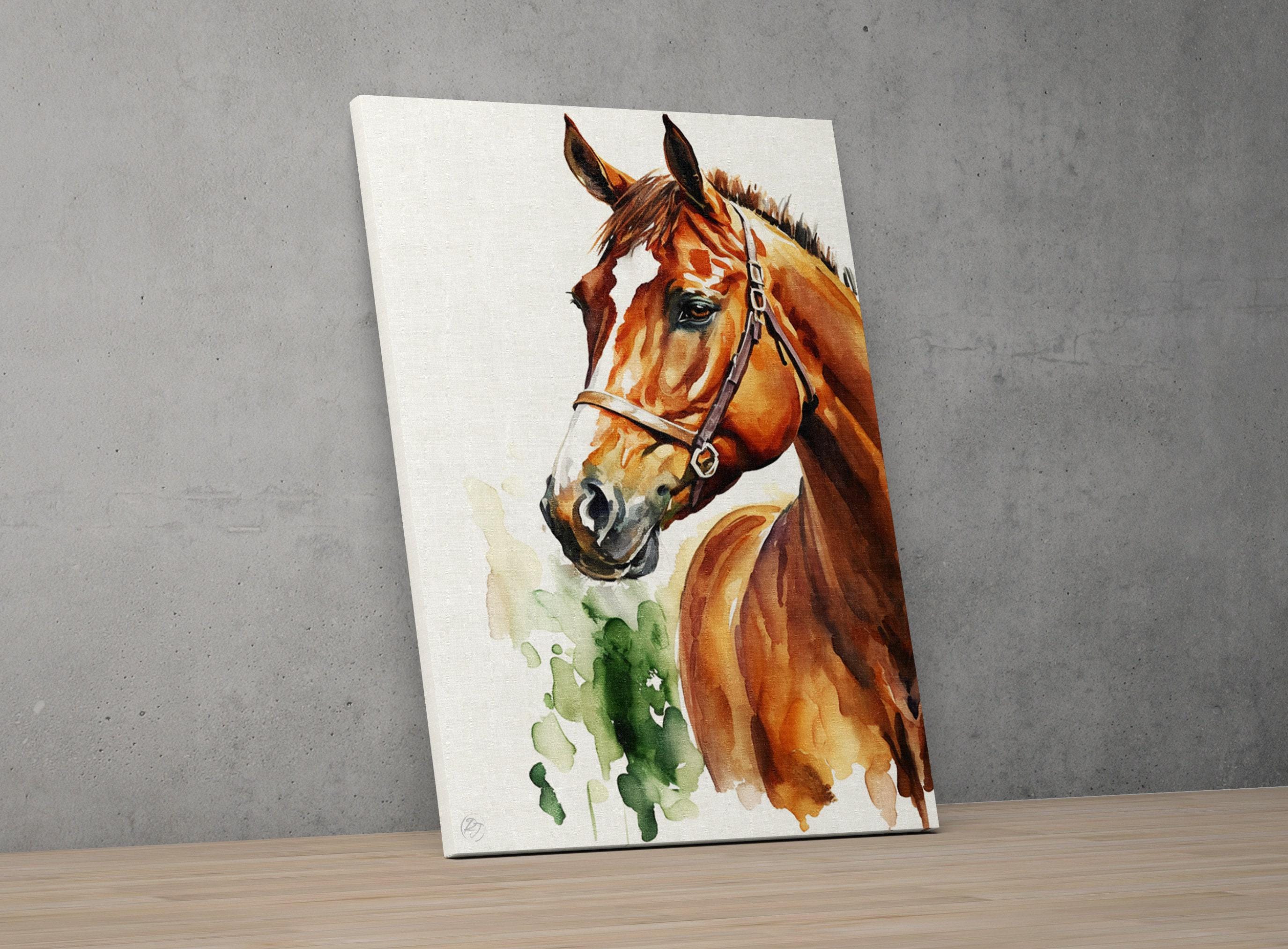 Equestrian Elegance: Watercolor Horse Wall Art Print, Giclee Print on Canvas, Artist Paper, Watercolor Paper, Available in Extra Large Sizes