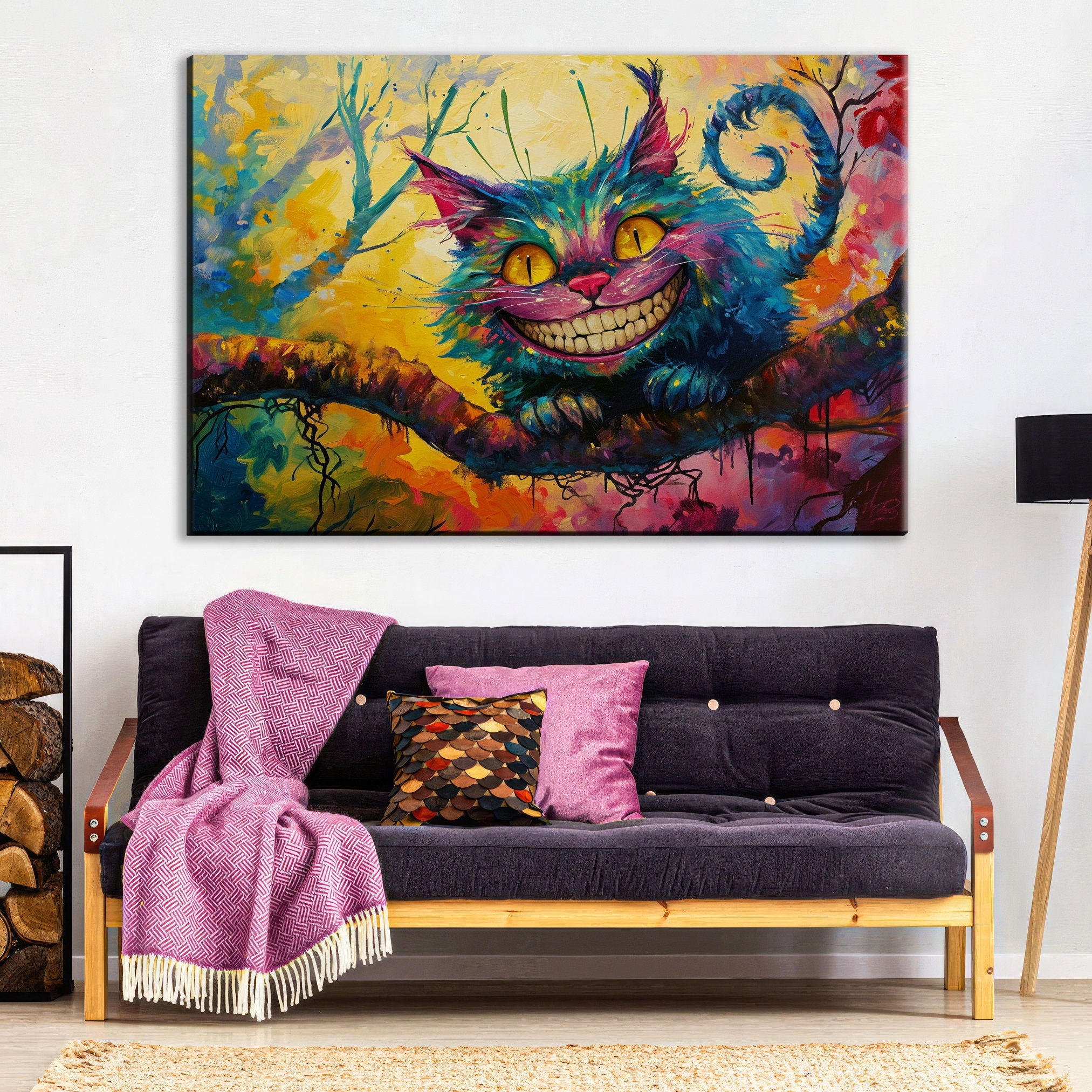 Cheshire Cat Painting – Fantasy Wall Decor | Gallery Wrapped Canvas Print