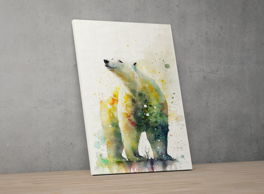 Arctic Majesty: Polar Bear Watercolor Wall Art Print, Giclee Print on Canvas, Artist Paper, Watercolor Paper, Available in Extra Large Sizes
